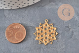 Pendentif estampe rosace rond laiton brut 26mm, x2 (G10166)