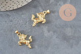 Breloque cheval cabré doré 18k 22mm, x1 (G11255)