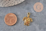 Breloque tortue zamac doré 23mm, x5 (G11229)
