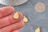 Pendentif goutte support cabochon acier 304 inoxydable doré IP 14x9mm, x1 (G11218)