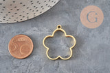 Gold-plated 304 Stainless Steel Flower Pendant, open back, 22.5mm, x1 VALID