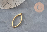 Pendentif goutte oblong acier 304 inoxydable doré IP sans fond 38mm, x1 (G11252)