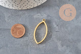 Pendentif goutte oblong acier 304 inoxydable doré IP sans fond 38mm, x1 (G11252)