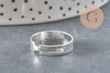 Bague réglable personnalisable acier 316 argenté inoxydable 18mmx5mm, x2 (G11182)
