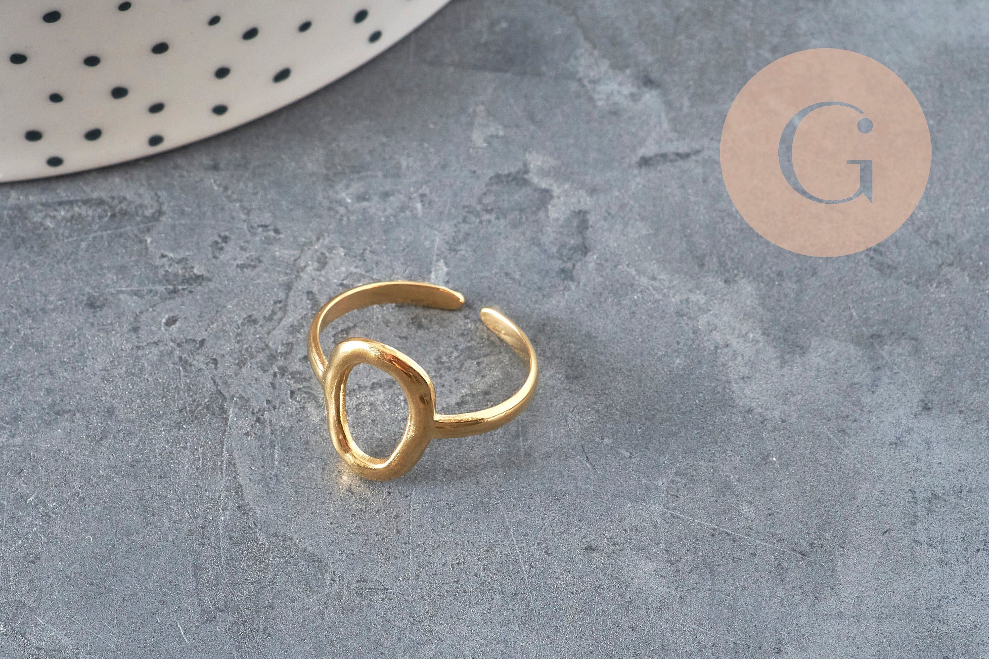 Ring, stainless steel 304, gold IP, size 57, x1 VALID