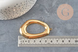 Hollow oval pendant, 304 stainless steel, gold textured, 58mm, x1 (G11268)
