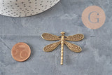 Pendentif libellule zamac bronze 38mm, x2 (G11245)