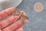 Pendentif libellule zamac bronze 38mm, x2 (G11245)