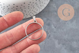 Round 304 Stainless Steel Platinum Open Back Pendant, 28mm, x1 VALID