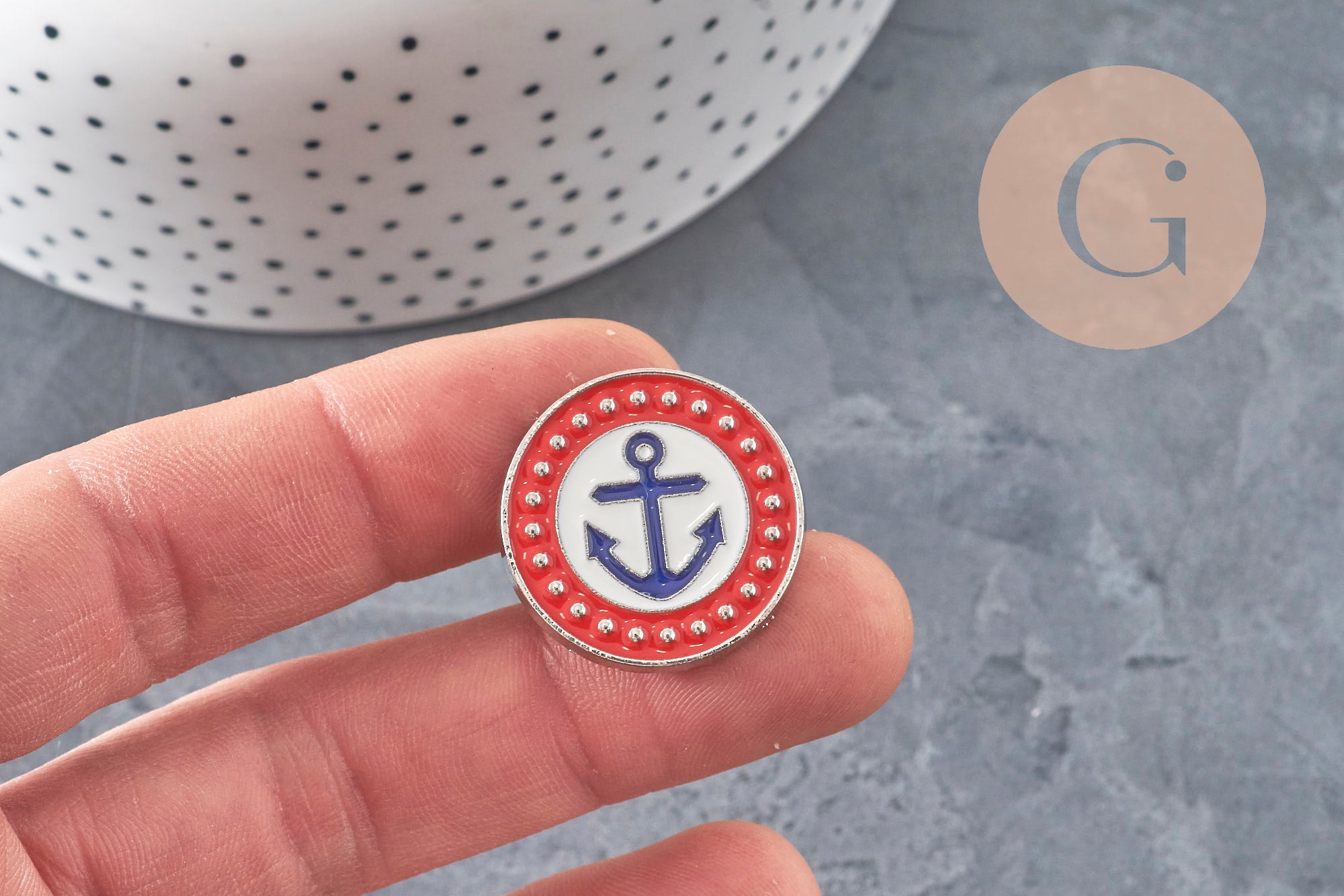 Zamac gold-plated marine emblem pin 25mm, x1 VALID
