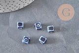 Cuentas cúbicas de cerámica azul rey de 8mm, x5 (G11239)
