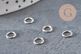 Anneaux fermés ronds acier 304 inoxydable platine 6mm/0.8mm, x5 (G11215)