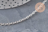 Bracelet maille forçat acier inoxydable 304 argenté 4mm/18.5cm, x1 (G11204)