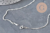 Collar cadena singapur acero inoxidable plateado 2mm/43cm, x1 VÁLIDO