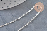 Collar cadena singapur acero inoxidable plateado 2mm/43cm, x1 VÁLIDO