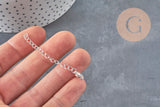 Chaine extension avec fermoir acier inoxydable argenté 62mm, x1 (G11190)