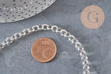 Bracelet maille rolo acier inoxydable 304 argenté 6mm, 19.1cm, x1 (G11200)