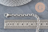 Bracelet maille rolo acier inoxydable 304 argenté 6mm, 19.1cm, x1 (G11200)