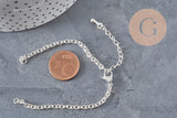 Base de bracelet chaine forçat acier 304 inoxydable argenté 4mm/15.5cm, x1 (G11211)
