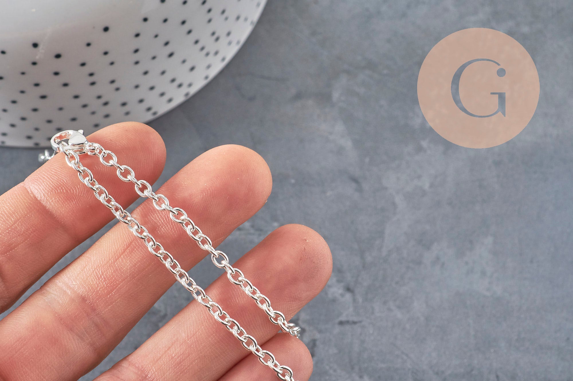 Base de bracelet chaine forçat acier 304 inoxydable argenté 4mm/15.5cm, x1 (G11211)