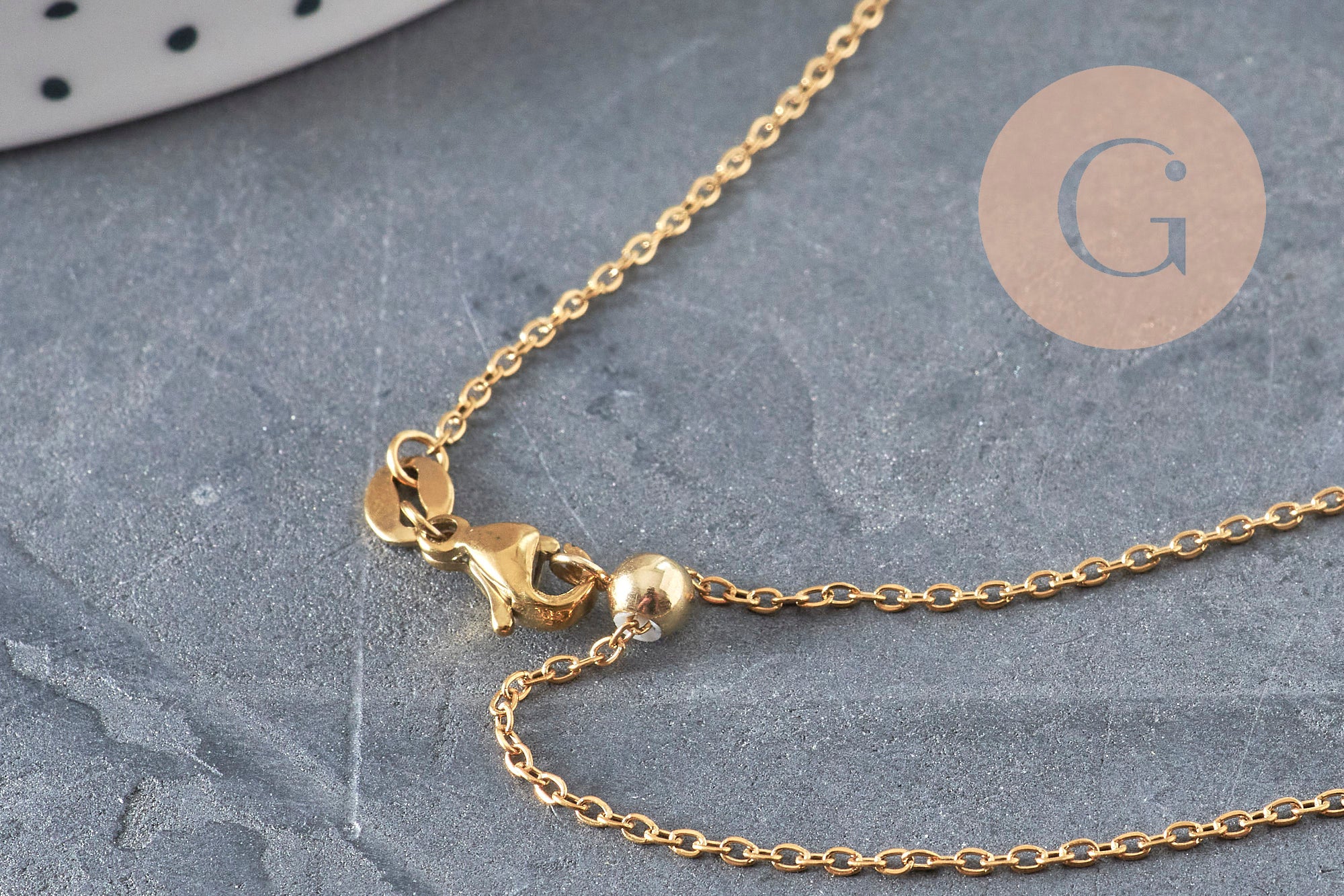 Collier chaine réglable forçat acier 304 inoxydable doré IP 2mm/51cm, x1 (G11257)