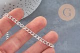 Cadena eslabón curvo plano acero inoxidable 304 plateado 7x4.5mm, x1 metro VÁLIDO