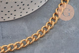 Curved link chain, 304 stainless steel, gold IP plated, 10mm, x1 meter (G11232)