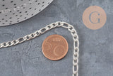 Chaine figaro acier 304 inoxydable argenté 9x4mm, x1 mètre (G11197)