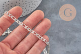 Chaine figaro acier 304 inoxydable argenté 9x4mm, x1 mètre (G11197)