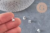 Bélière pendentif coupelle en acier 201 inoxydable argenté 6mm, x5 (G11170)