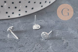 Clous-puces oreille rond acier 304 inoxydable argenté 925 texturé 12mm, la paire (G11189)