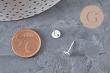 Clous-puces oreille rond acier 304 inoxydable argenté 925 texturé 12mm, la paire (G11189)