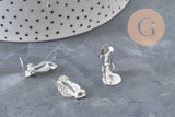 Supports boucles d'oreilles à clip acier 304 inoxydable argenté 16mm, x10 (G11175)