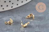 gold steel ball chain connector with 7.5mm/3mm hole, x10 (G2092)