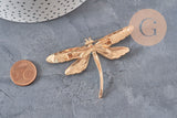 Broche pin's Libellule insecte ailé zamac doré bleu 74x50mm, x1 (G11291)