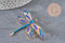 Broche pin's Libellule insecte ailé zamac doré bleu 74x50mm, x1 (G11291)