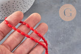 EP-Natural sea bamboo oval pearl imitation red coral 8x4mm, x1 strand of 40cm- G3522