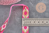 Rose gold Aztec pattern elastic ribbon 16mm, 1/5/10 Meters (G1809)