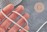 cordon satiné torsadé Beige 3mm, x1 mètre (G2319)