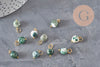 Breloque nugget agate naturelle verte acier 304 inoxydable doré 14mm,x1 (G11312)