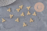 Pendentif triskel acier 304 inoxydable doré 18K 10mm, x1 (G11316)