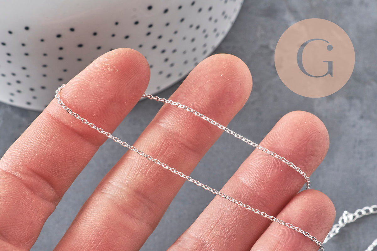 Collier chaine forçat acier inoxydable argenté 1.5mm/40cm, x1 (G11310)