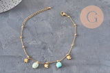 Kit Bracelet DIY Amazonite naturelle acier 304 inoxydable doré IP, x1 (G11322)