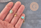 Kit Bracelet DIY Amazonite naturelle acier 304 inoxydable doré IP, x1 (G11322)