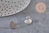 Clous-puces oreille coeur acier 304 inoxydable platine sablé 1 trou 13mm, la paire (G11318)