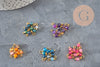 Breloque ronde agate naturelle facetée laiton doré 8.5mm, x1 (G11370)