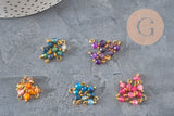 Breloque ronde agate naturelle facetée laiton doré 8.5mm, x1 (G11370)