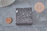 Boite carrée cadeau carton noir galaxie argent 5.3cm, x1 (G11332)