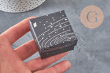 Boite carrée cadeau carton noir galaxie argent 5.3cm, x1 (G11332)