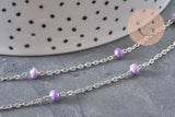 Chaine satellite acier 304 inoxydable platine violet 4.5mm, x1 mètre (G11337)